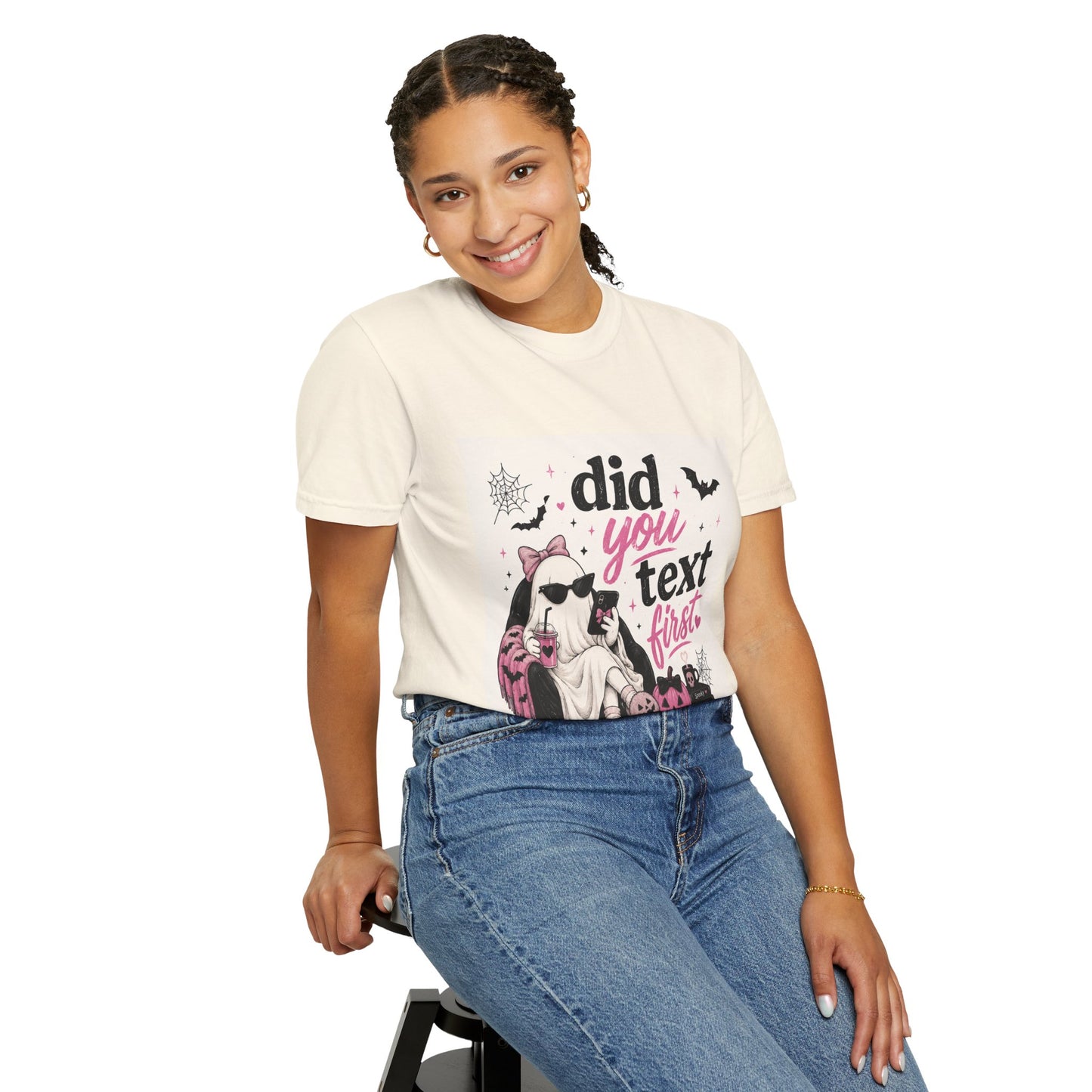 Did You Text First Halloween Shirt | Cute Coquette Ghost T-Shirt | Funny Spooky Graphic Tee