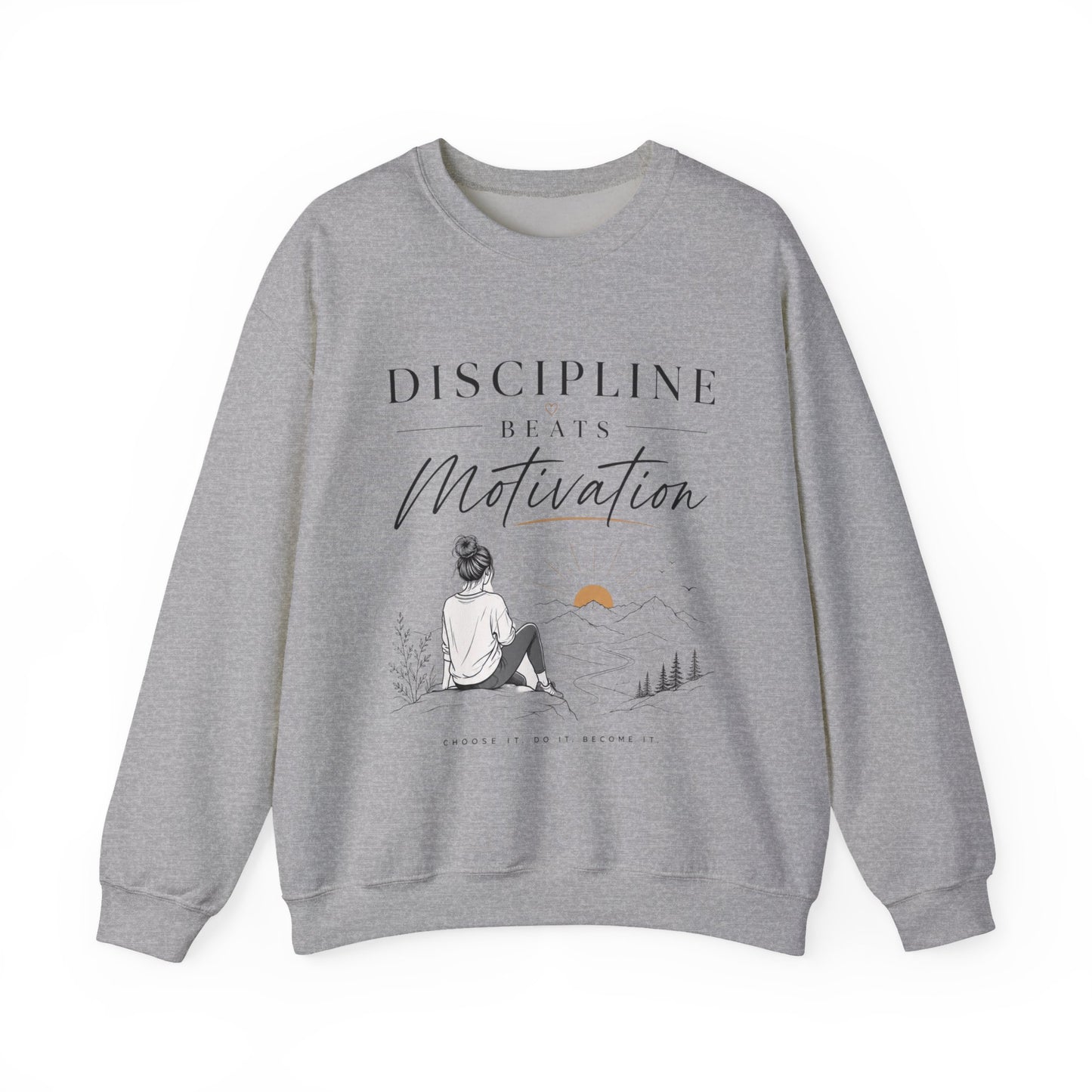 Discipline Beats Motivation Crewneck Sweatshirt | Inspirational Women's Sweatshirt | Motivational Graphic Pullover | Cozy Gift for Her