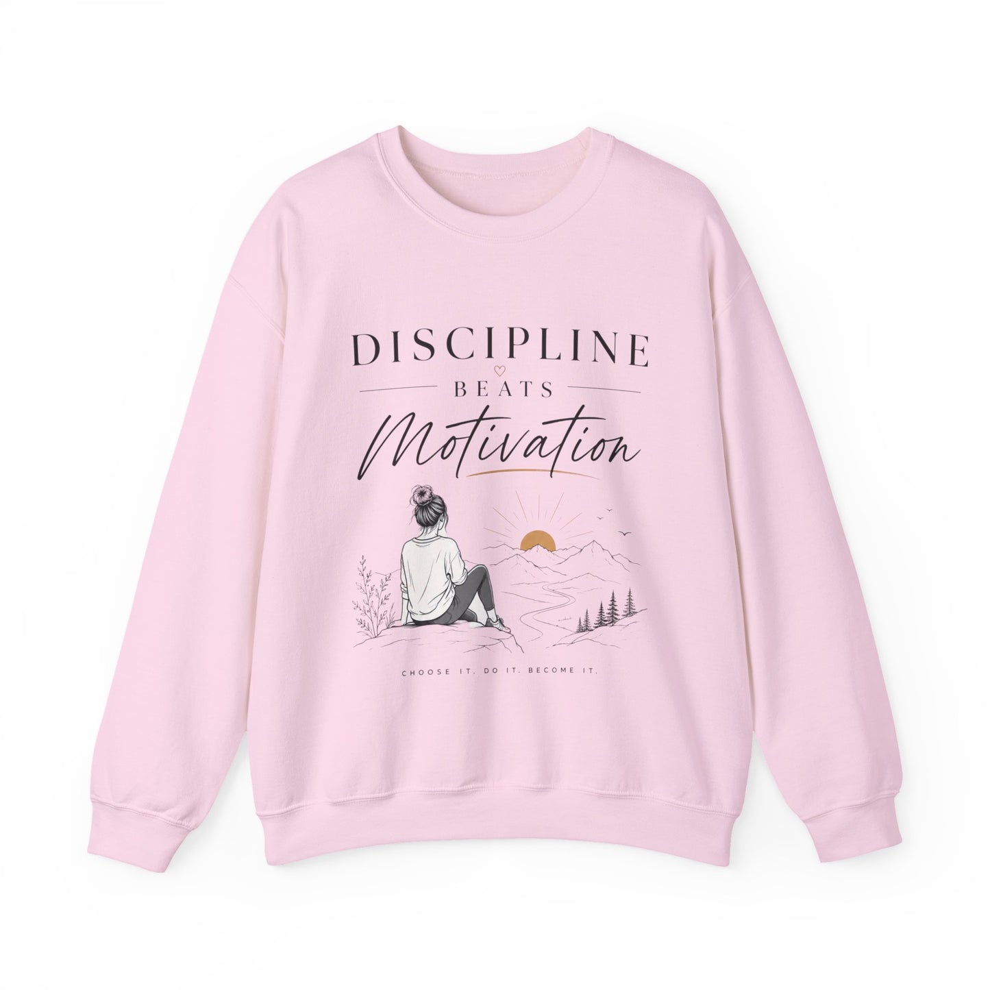 Discipline Beats Motivation Crewneck Sweatshirt | Inspirational Women's Sweatshirt | Motivational Graphic Pullover | Cozy Gift for Her