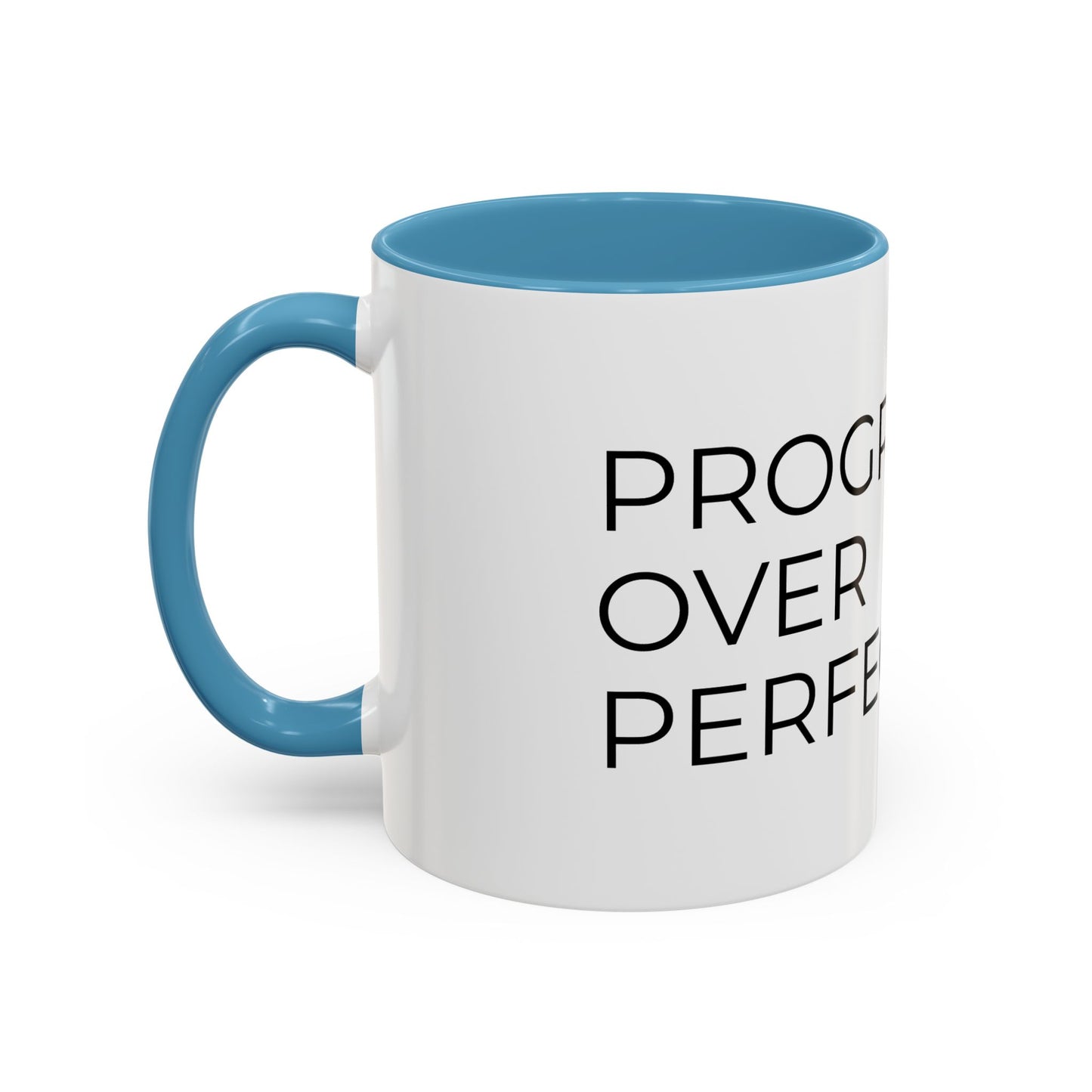 Progress Over Perfection Accent Coffee Mug | Motivational Ceramic Mug (11oz & 15oz)