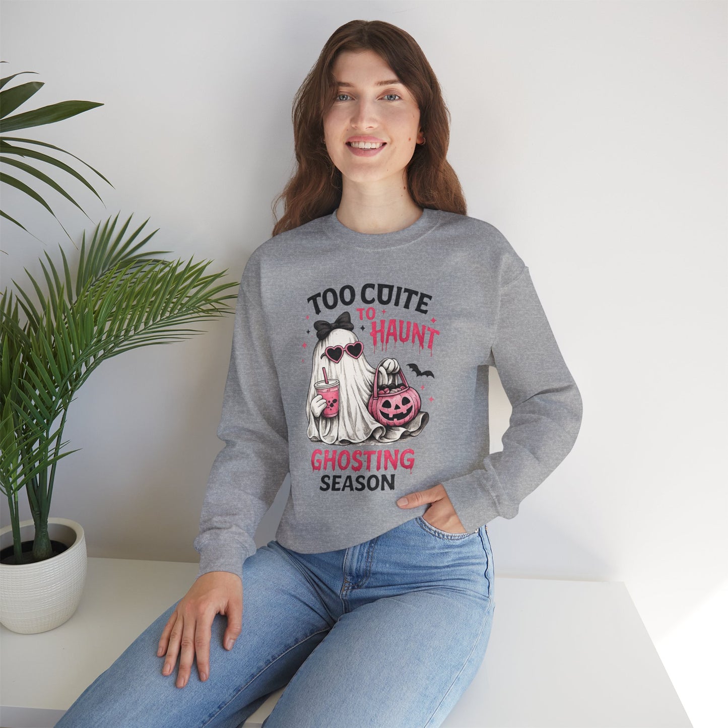 Too Cute to Haunt Sweatshirt | Ghosting Season Crewneck | Cute Halloween Ghost Sweatshirt | Coquette Fall Pullover | Cozy Spooky Season Gift