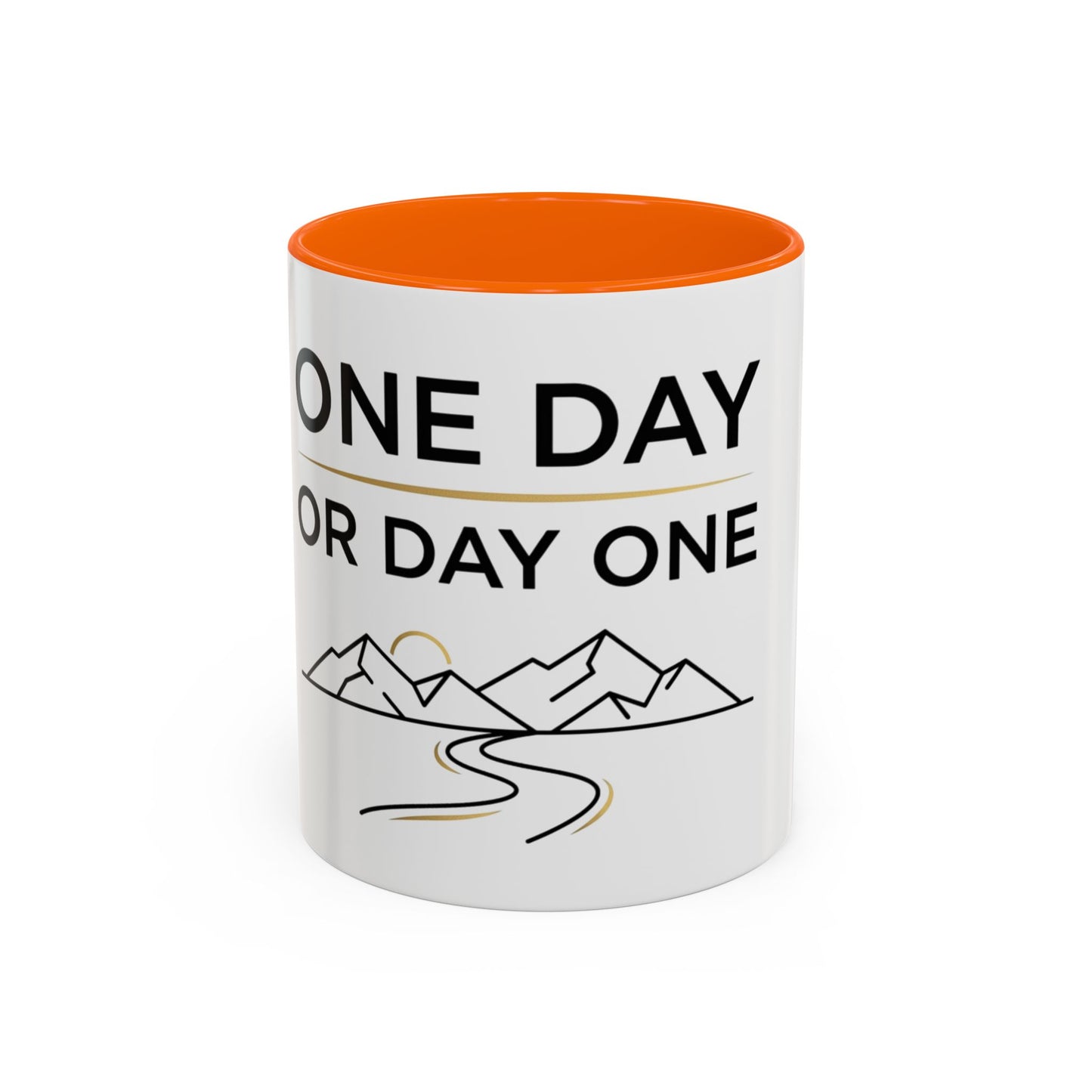 Inspirational Coffee Mug - "One Day or Day One" Motivational Mountain Travel Mug (11/15oz)