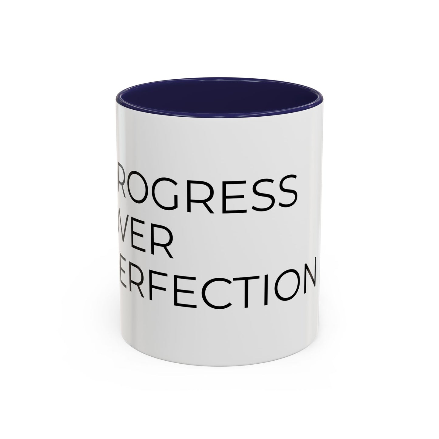 Progress Over Perfection Accent Coffee Mug | Motivational Ceramic Mug (11oz & 15oz)