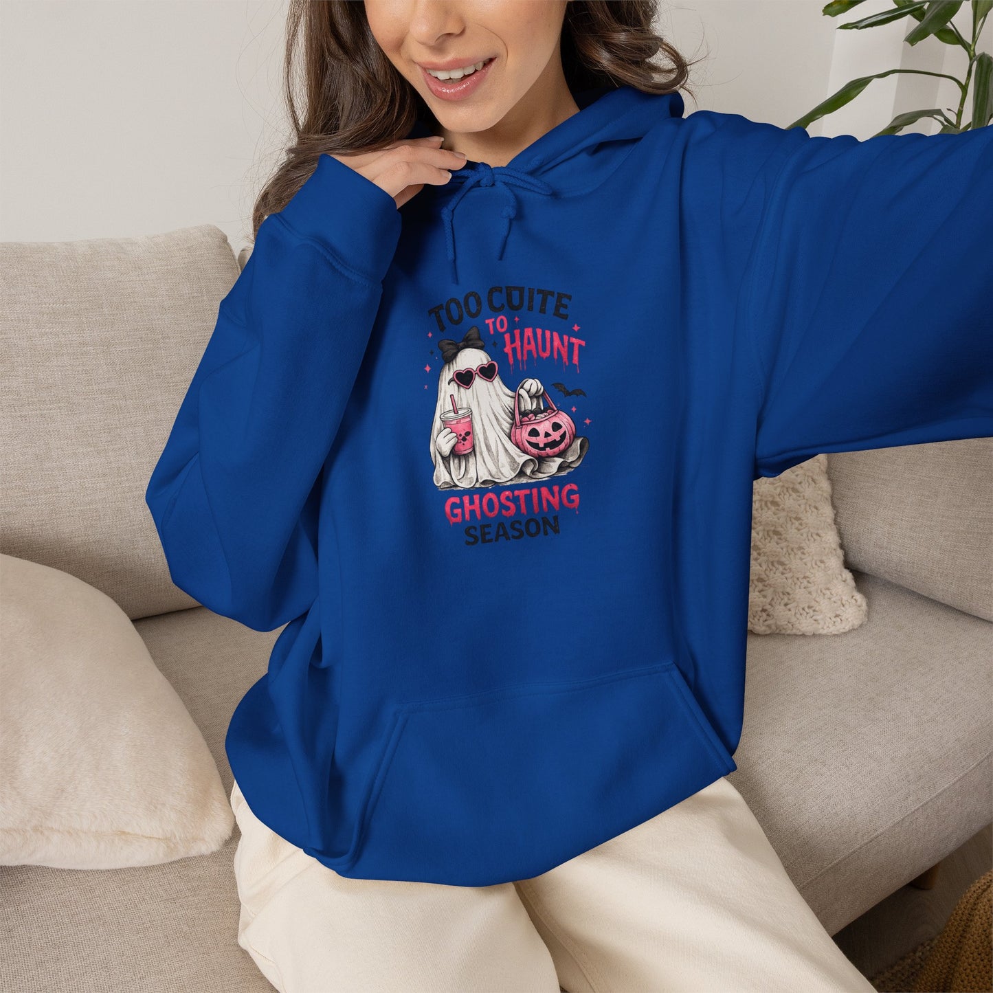 Too Cute to Haunt Ghosting Season Hoodie | Halloween Cat Pumpkin