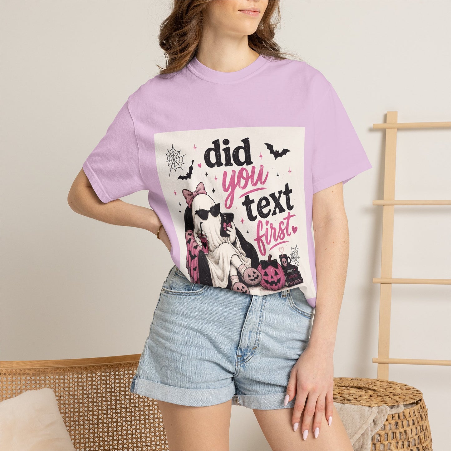 Did You Text First Halloween Shirt | Cute Coquette Ghost T-Shirt | Funny Spooky Graphic Tee